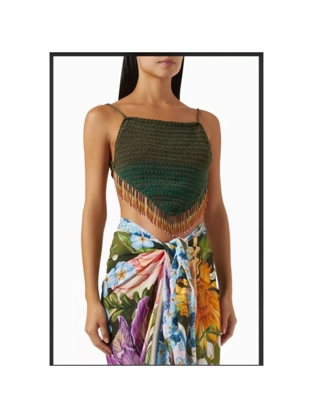 AGUA BENDITA Fleur Dreamin Beaded Green Tank Top Size L NEW NWT